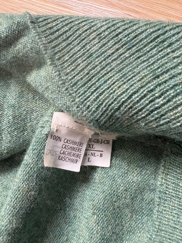 Brunello Cucinelli 毛衣女式大号绿色 100% 羊绒圆领意大利制造 — 第 3/4 张图片