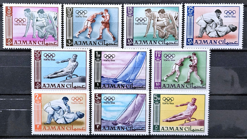 Ajman Stamp 1965 Olympic Games Set Scott # 27-36 MINT OG H