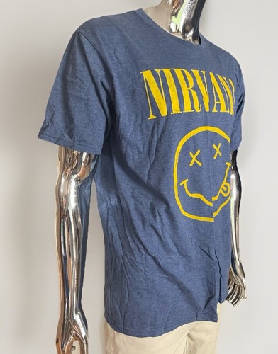 Nirvana T-Shirt Uomo XL Faccia Sorridente 2014 Blu Kurt Cobain - Foto 2 di 8