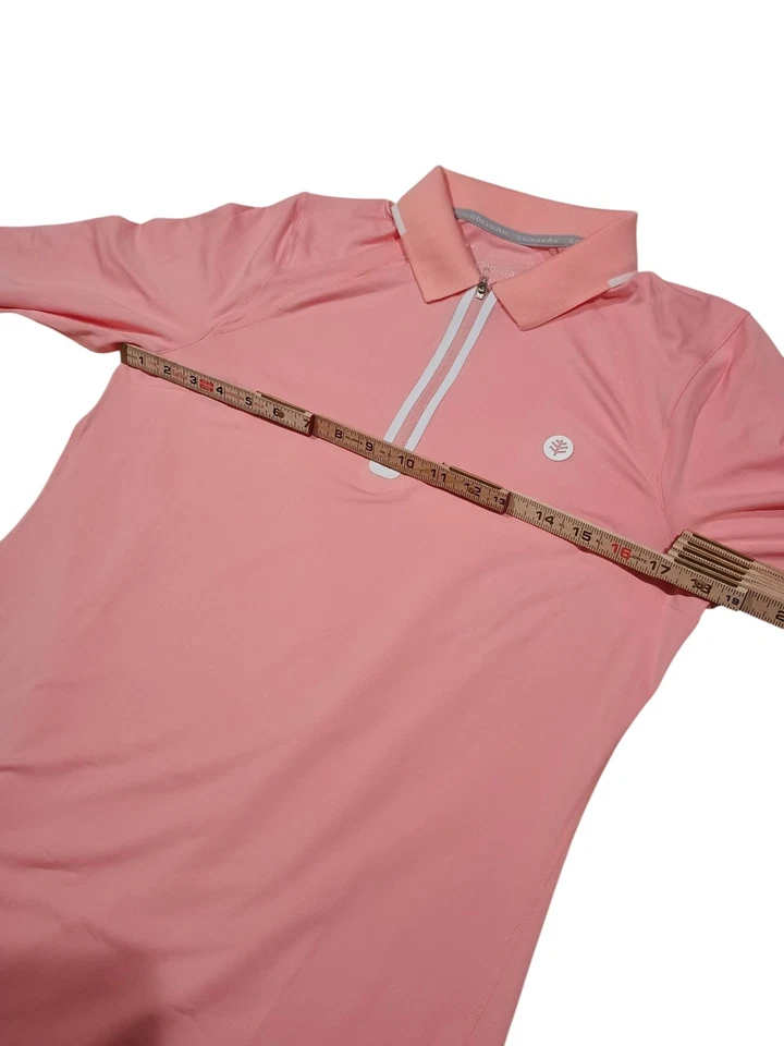 Polo de golf Coolibar Victory Lap manga larga 1/4 cremallera UPF 50 para mujer pequeño rosa nuevo con etiquetas Foto 3 de 4
