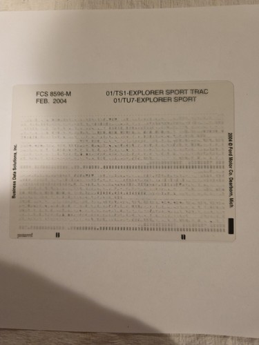 2001 TS1 Explorer Ford Sport Trac Explorer Sport Parts Catalog Microfiche