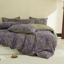Muslin Duvet Cover Set King Size, 100 Washed Cotton 3 Pieces Yarn-Dyed Vintage