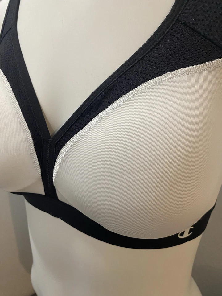 Champion White & Black Racerback athlertic Sports Bra Medium - Image 3 of 4