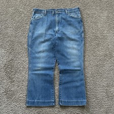 Vintage 70s Wrangler No Fault Jeans Men  s 38x27 Blue Denim Talon Zip Made In USA