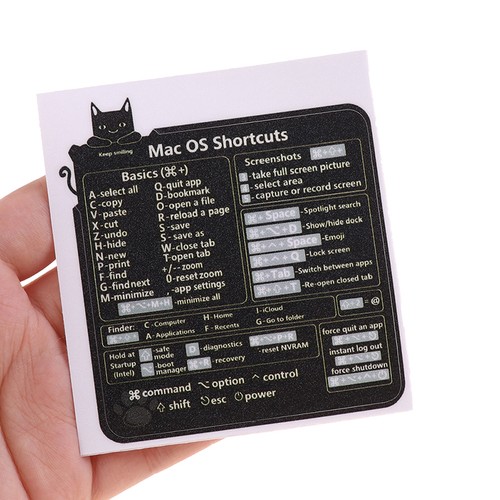 1PC Design for Mac OS System Keyboard Shortcut Sticker Black No residue Laptop - Photo 6/11