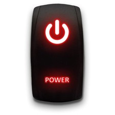 Power - Red - Laser Etched Toggle Switch 20A 12V - Vertical Rocker Switch 5-P...