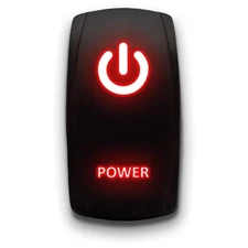 Power - Red - Laser Etched Toggle Switch 20A 12V - Vertical Rocker Switch 5-P...