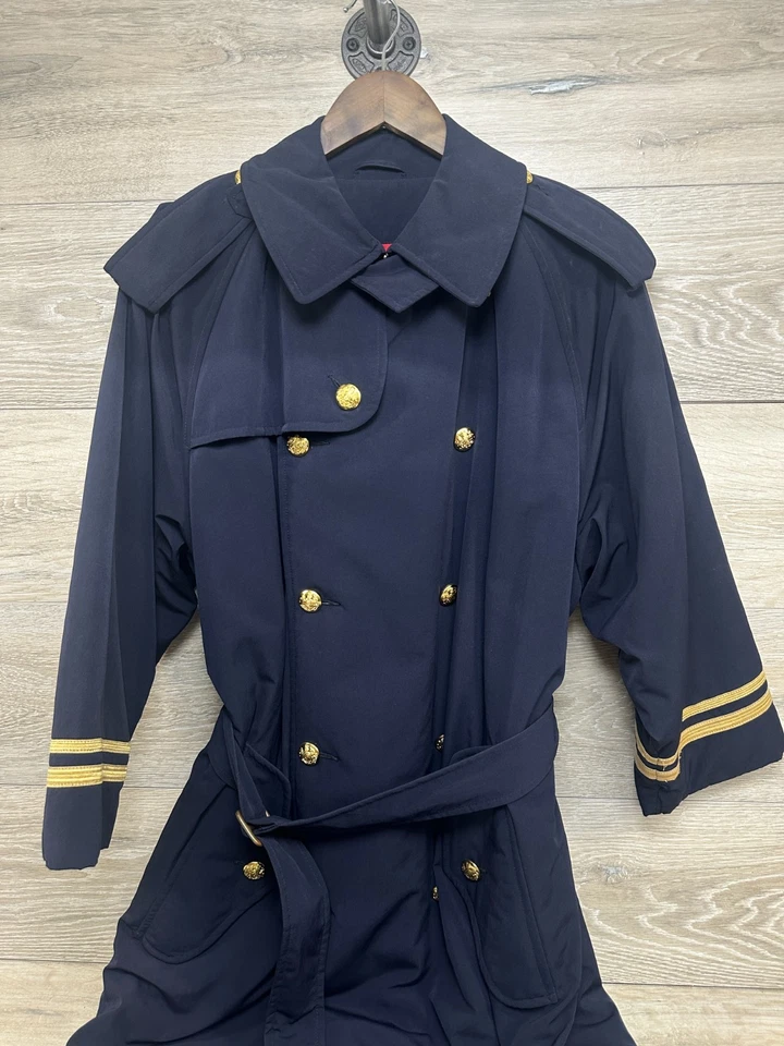 Chaqueta gabardina Polo Ralph Lauren vintage para hombre de lana oficial naval azul marino USN S Foto 4 de 4