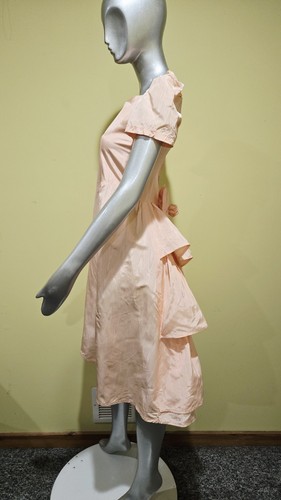 Vtg 80s Short Sleeve Junior Puff Back Skirt Prom/Wedding Formal Dress Pink Med - Imagen 3 de 8