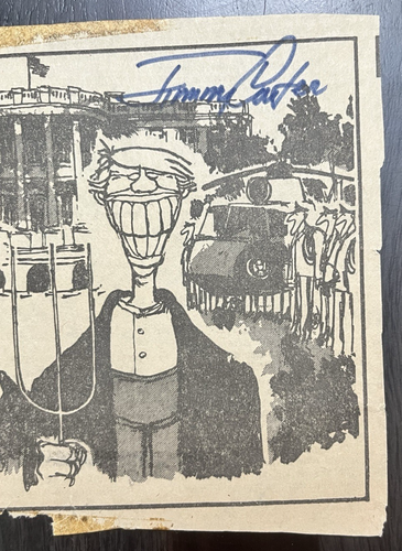1977 Signed American Gothic Cartoon of Jimmy Rosalynn Carter Mike Peters No COA - Picture 5 of 5