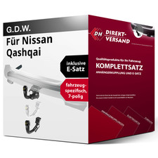Für Qashqai I J10/JJ10E (G.D.W.) Anhängerkupplung abnehmbar + E-Satz 7pol Set