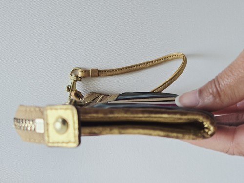 LOTE de 4 Muñequeras Cartera COACH Penélope Turnlock Saffiano Hampton Tweed Rayas - Imagen 10 de 15