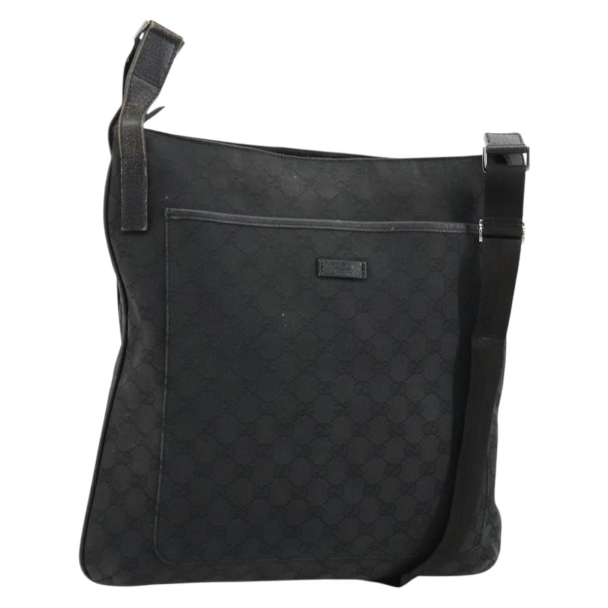 GUCCI GG Canvas Shoulder Bag Black Silver 122791 Auth 180778 | eBay