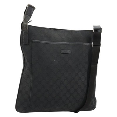 GUCCI GG Canvas Shoulder Bag Black Silver 122791 Auth 180778 | eBay