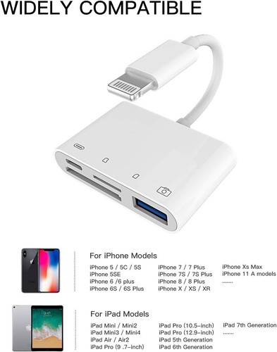 SD Card Reader for Iphone OTG Adapter Dongle Lightning to USB Micro TF Charger C - Picture 6 of 7