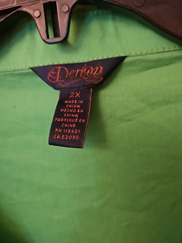 Dereon Women's Green Cotton Blend Mini Bubble Dress Size 2X Missing 2 Buttons - Picture 3 of 23
