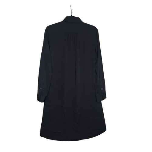 Rag & Bone Black Tuxedo Front Shirt Dress Long Sleeve Tie Waist Midi Size 4 - Picture 2 of 8