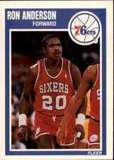 1989-90 FLEER Basketball NM Rookie Card #112 - RON ANDERSON, Philadelphia 76ers