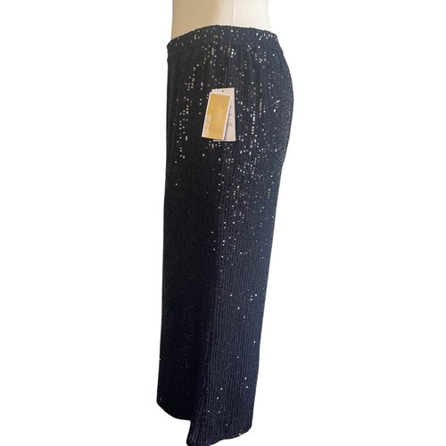 Michael Kors Cropped-Hose schwarz Pailletten weites Bein Damen Größe M - Bild 4 von 8