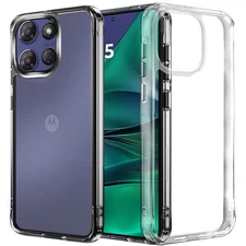 For Moto G Stylus 2025 Case Clear Shockproof w/ Chrome Buttons + Tempered Glass
