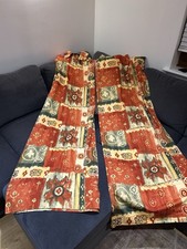 Tende geometriche vintage primi anni 2000 Ikea top tab 145 cm x 207 cm arancione rosso