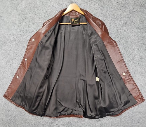 Giacca blazer vintage Reed Sportswear pelle marrone castagna 42L made in USA anni 70 - Foto 7 di 11