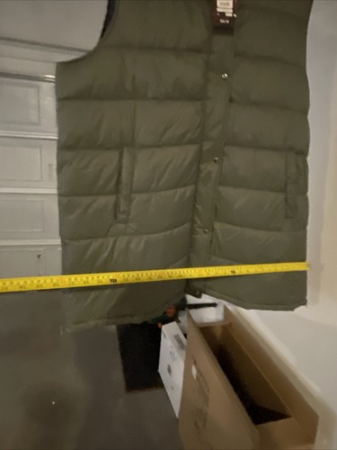 SWISS TECH Long Puffer Vest Women's Size 3X 24-26 Army Green Pockets Hood Zipper - Picture 7 of 8