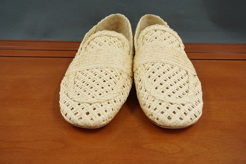 Vince Davis Raffia Shoes Womens 9 Brown Woven Slip On Loafers Casual Summer - Photo 2 sur 11