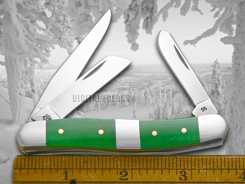 Astuccio xx Coltello Stockman Medio Natale Osso Verde Brillante Pupazzo di Neve Tasca 65581 - Foto 3 di 4
