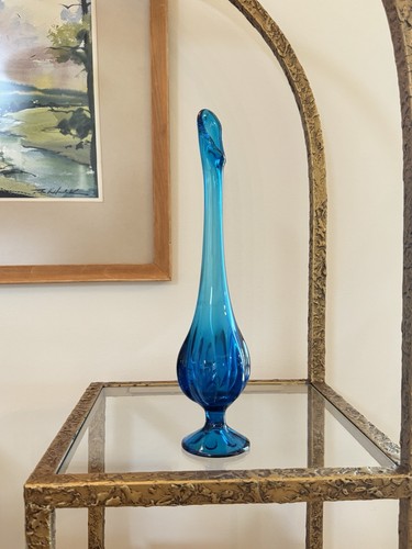 Jarrón MCM Viking Glass Bluenique Alto Seis Pétalos Swing Bud - Imagen 9 de 12