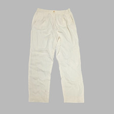 Giorgio Armani Womens Wide Leg Pleated Trousers Silk Ivory 30x28 Solid 48IT