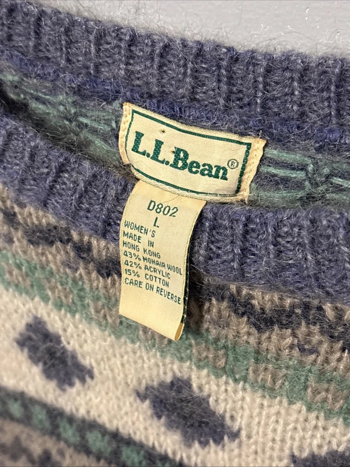 复古 LL Bean 羊毛阿兹特克毛衣女式 L 码 — 第 2/4 张图片