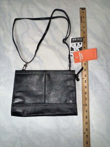 The Sak Iris Black Leather Small 3-way Demi Clutch Crossbody Shoulder Bag - Picture 5 of 6