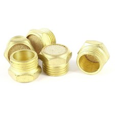 10Pcs Solenoid Valve Pneumatic Filter Noise Silencer 1/2PT Male Thread Gold Tone