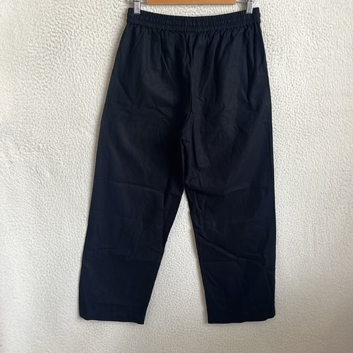 J Crew linen-blend slim wide-leg drawstring pant Size 4 Petite Black - Picture 4 of 5
