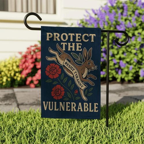 Gartenfahne - Schützen Sie die Verletzlichen Outdoor Hof Banner Widerstand Tyrannei Dekor - Bild 3 von 6