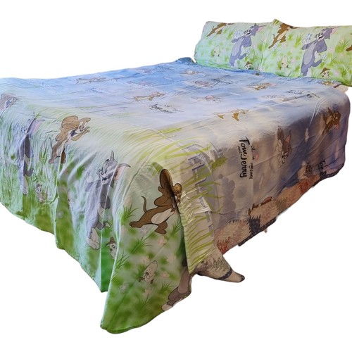 Vintage Tom and Jerry Double Bed Cotton Sheet Set 2 x Pillow Cases Cartoon - Picture 1 of 18