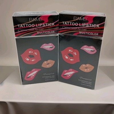 X2 Elaimei Tattoo Lippenstift Wattestäbchen Lippentönung Mehrfarbig, Wasserdicht A25