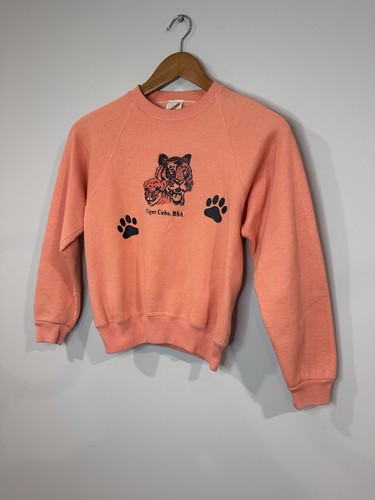 Vintage 80s Jerzees Kids M Crewneck Sweatshirt Cub Scouts BSA Tiger Paws USA - Picture 2 of 10