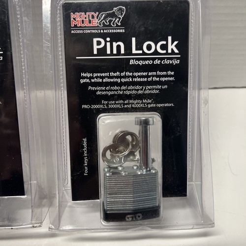 Two (2) NEW Mighty Mule Security Swing Gate Pin Locks w/2 Keys - Picture 3 of 6