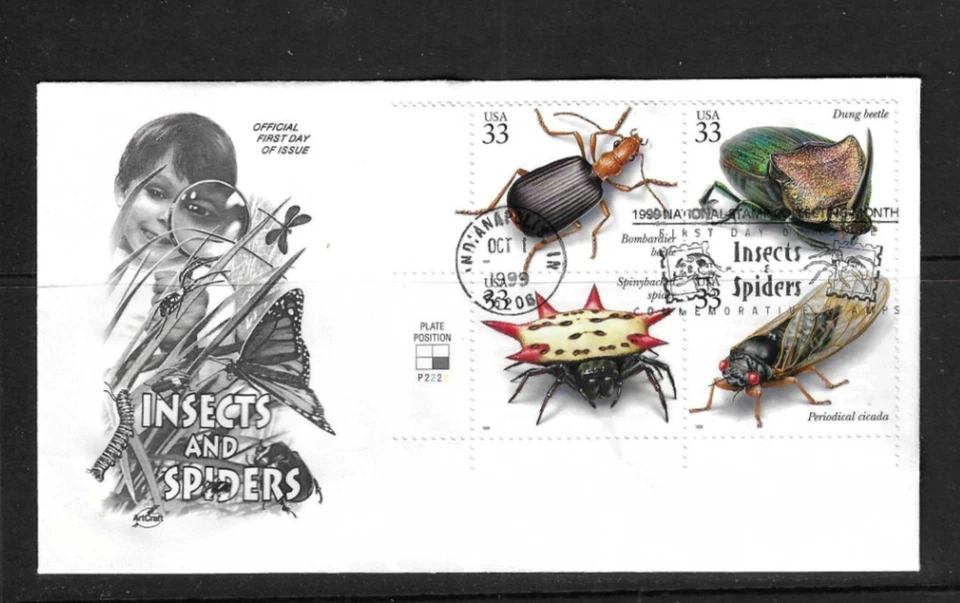 USA SC # 3351a-3351t Insects & Spiders FDC. Artcraft Cachet - Image 3 of 3