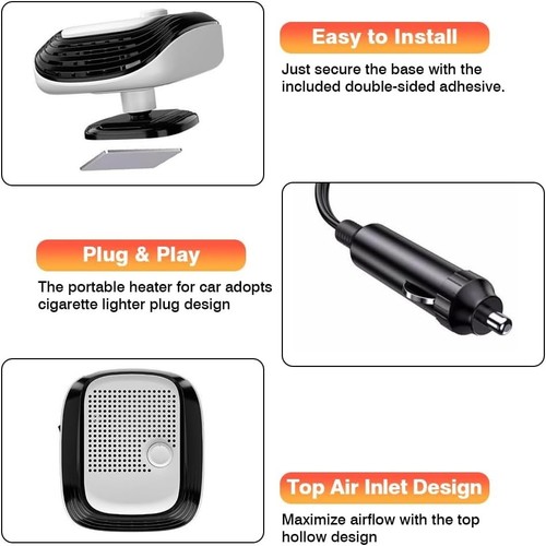 12V Auto Heizgebläse 120W Schnellheizung Defogger Defroster Kühlung Tragbar - Bild 6 von 6