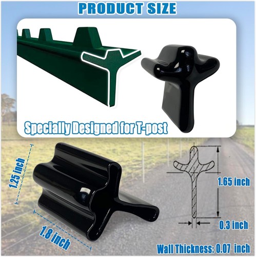 100 Pcs T Post Caps, Safe tPost Cap Vinyl Safety Topper for 100PCS, Black - Picture 2 of 6