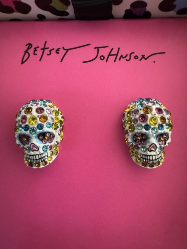 BETSEY JOHNSON Halloween Day of the Dead Sugar Skull Ring & Earrings Set NEW - Picture 5 of 9
