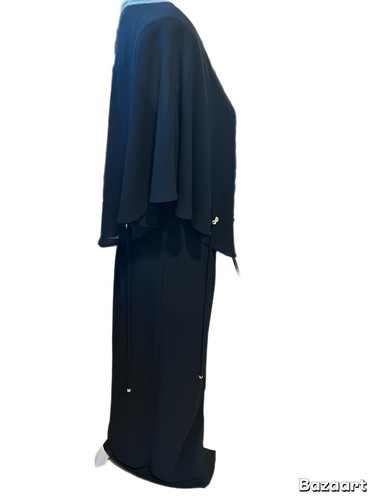 Julian Wilder schwarzes Kleid mit silbernen Perlenakzenten Gr. 8 Seitenreißverschluss Frontschlitz - Bild 2 von 4