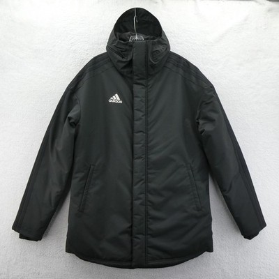 Adidas Parka Mens Medium MLS Soccer Black Hooded Insulated Jacket Polyester