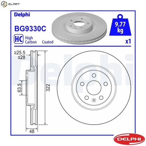 2x BRAKE DISC BG9330C FOR VOLVO V60/II S90/ESPORTIVO S60/III V90/CROSS/COUNTRY - Picture 1 of 9