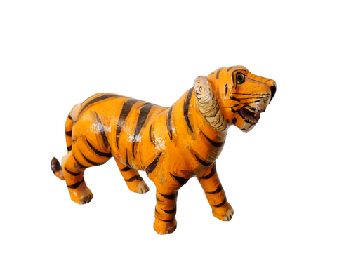 Indian Wooden Tiger Antique Gessoed Hand painted Small Characterful Hand crafted - Picture 14 of 17