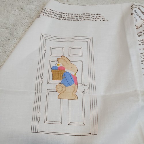 Vintage Cranston Crafts Easter Spring Bunny Wall Hanging Fabric Plush Art Panel - Picture 6 of 6