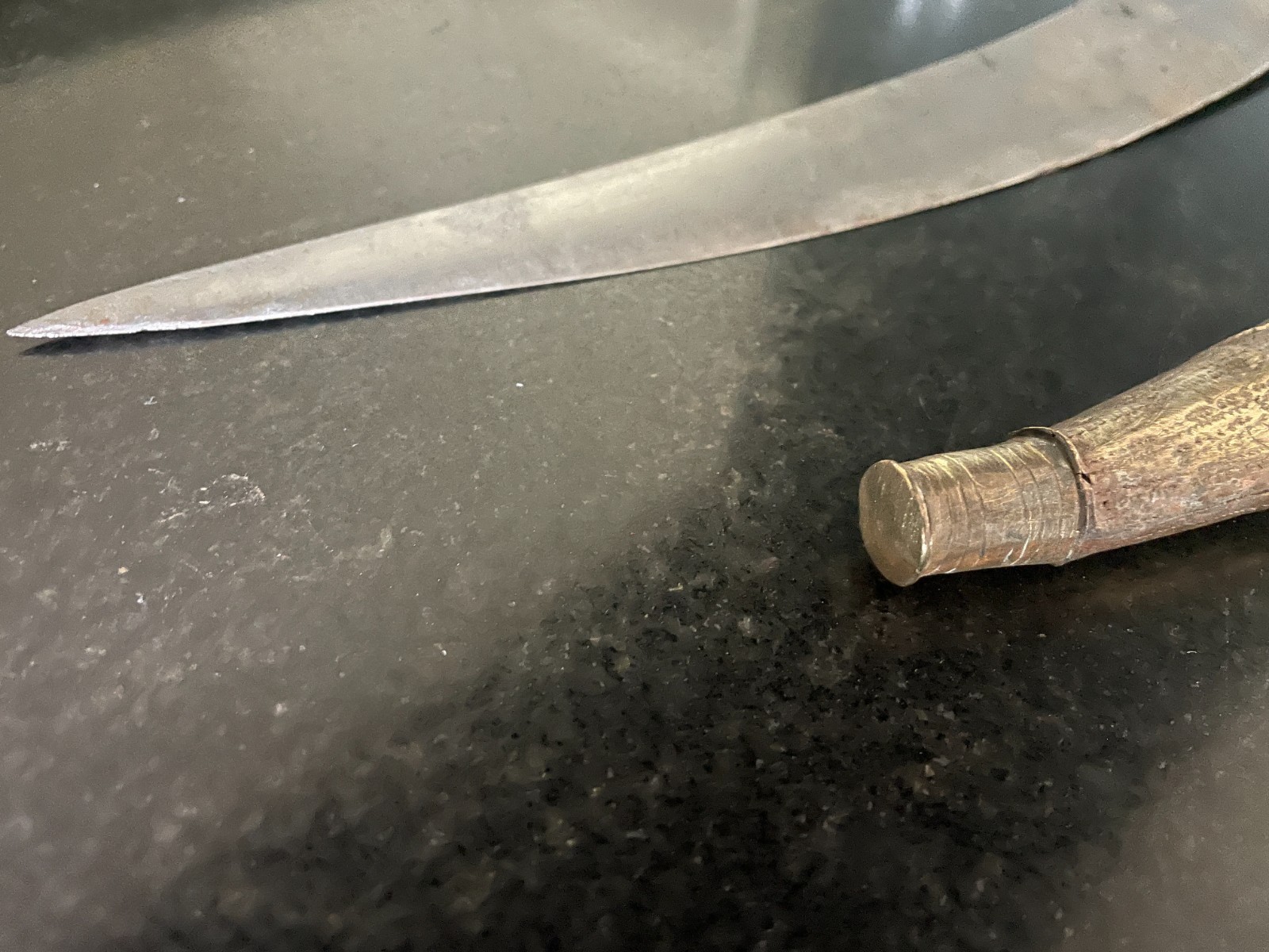 Antique Arabian Jambiya Dagger – Silver-Brass – Worn Scabbard – As is.